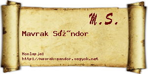 Mavrak Sándor névjegykártya